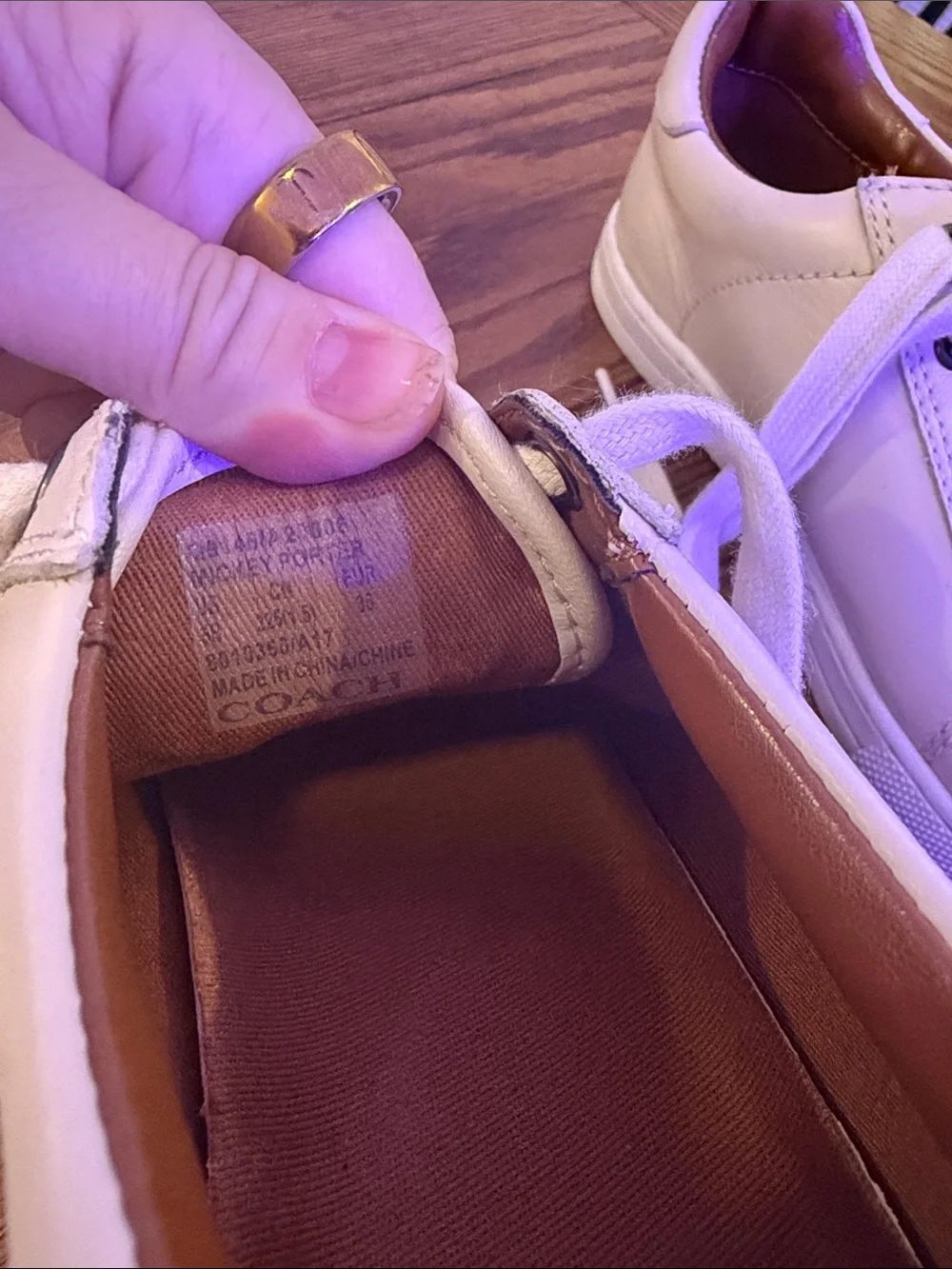 Coach White Leather Low-Top Sneakers with Mickey Character Accent